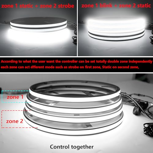 Image of 4PCS 15.5 inch Ultra-Bright 3600 LEDs Triple Row Pure White Wheel Lights for Truck Car,APP & RF Remote Control Wheel Weel Ring Rim Lighting kit with Strobe Blink Modes,Waterproof IP68,12V