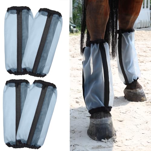 Image of All-Purpose Fine Mesh Horse Fly Boots Breathable Anti-Fly Leggings with Sturdy Support Strips Reduce Annoying Stomping & 360Leg Protection Durable Easy-Clean Material 4-Pack Lavender Purple
