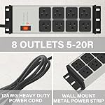 CCCEI Heavy Duty Power Strip Surge Protector 20 AMP, 8 Outlets 12 Gauge Industrial Shop Garage Metal Multiple Outlets, 6 FT Extension Cord 5-15P Adapter High Amp 6-20R T-Slot 20a for Appliance - Image 3