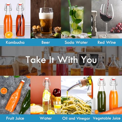 Image of YEBODA 12 oz Clear Swing Top Glass Bottles with Airtight Lids, 10 Pack