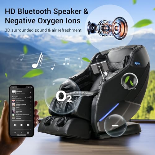 MYNTA Massage Chair Full Body with Heat, Zero Gravity SL-Track Shiatsu 3D Massage Chairs with 12 Modes,12 Massage Techniques, Waist Hip Heating, Calf Foot Massage, HD Bluetooth Speaker & White Noise