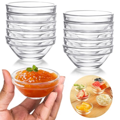 Mispudin Kleine Dipschalen Ø 7,5 cm, 10er-Set 75ml Glasschale für Saucen, Toppings, Gewürze, runde Mini Dip Schälchen, Dipschalen Set für Dressings, Vorspeisen