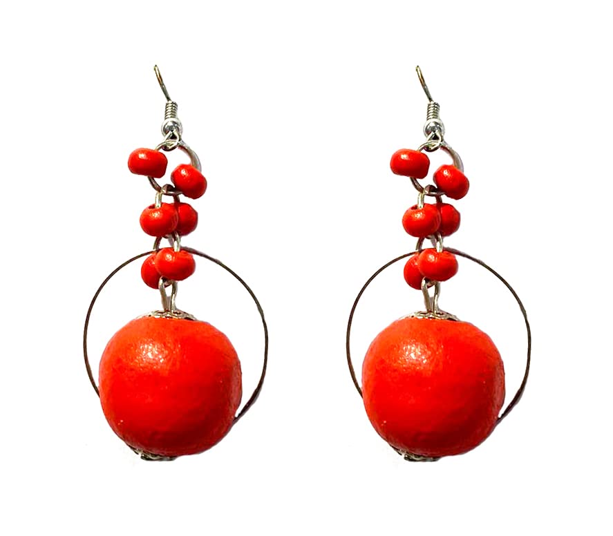 La Belleza Wooden Drop Dangler Round Ball Tassel Hoop Earrings for Girls and Women (Green) (B0BTDJJFZV) Amazon Price History, Amazon Price Tracker