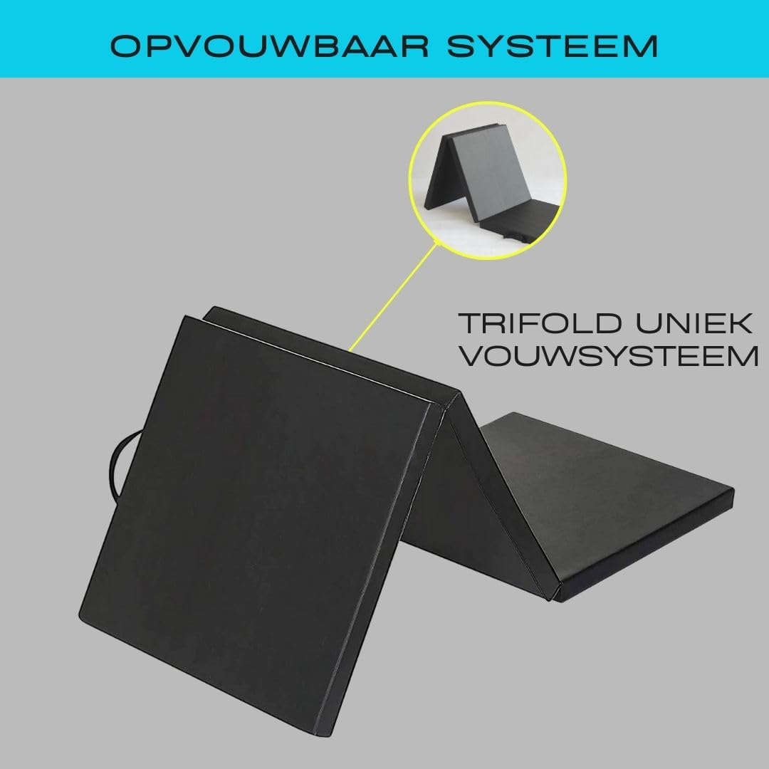 MOZURU multifunctionele opvouwbare mat voor yoga, gymnastiek en fitness | 180x60x5cm | Antislip, waterdicht, gemakkelijk schoon te maken | 5-laags schuim, demping, roze