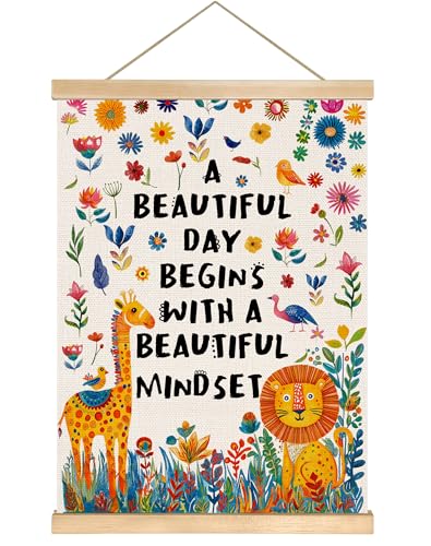 Affiche de motivation florale avec cintre en bois 35x47 cm