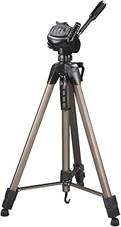 Hama Camera Tripod Star 63 (light tripod with 3-way head, photo tripod with 66-160cm height, tripod incl. carrying case, camera tripod suitable for SLR and system cameras), Champagne
