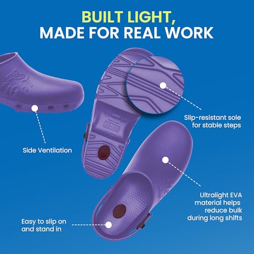 Image of CALZURO Lights Clogs - Italian Made Lightweight Work Shoes for Professionals - EVA Non Slip Clogs for Kitchen, Hospital, Garden, Restaurant - Machine Washable Side Ventilation - Men & Women