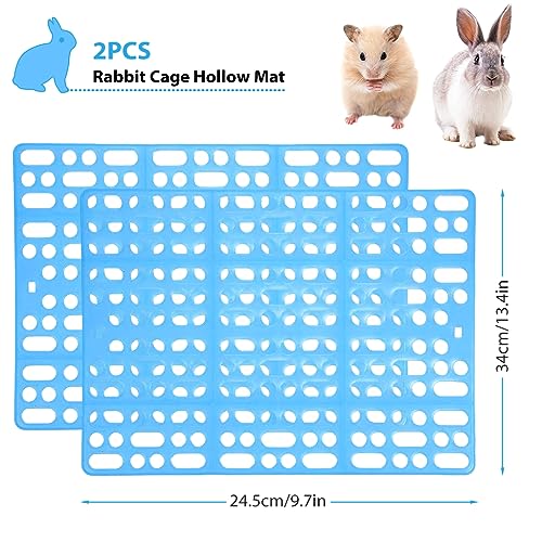 Image of Qpets 2Pcs Rabbit Cage Mat Hollow Mat For Rabbit Cage 9.8 By 13.5 Inches,Small Pet Plastic With 8Pcs Fixed Clip,Dry For Guinea Pig Hamster