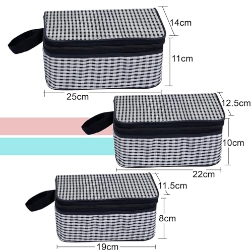 Image of Storite Set of 3 Travel Pouch Bags - Clear PVC Toiletry, Cosmetic & Storage Organizer Bags for Travel, Gym, Makeup & Daily Use Waterproof Zipper Bags (Grey & Black)