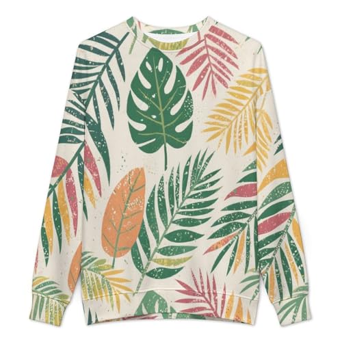 MoBlinko Sweaters for Men Summer Palm Leaves Mens Crewneck Sweater M Long Sleeve Lightweight Pullover2