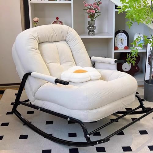 BRCYKRWY ロッキングチェア リラックスチェア リビング用 揺り椅子 リラックスチェア ロッキングチェア リラックスチェア 揺れる椅子 ロッカー リラックスチェア 簡単に組立 座り心地良い 昼寝チェア レジャーチェア 読書椅子 バルコニーリラックスチ