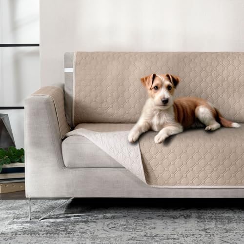 Opiniones de Cubre salas economicas disponible en línea. 44 REAL TEXTIL Juego de 3 Protectores para Sala - 2 Vistas y Capitonado Pinsonic. Protector de Muebles Lavable - Fundas para sillón - Sofa Cover (Khaki - Beige)