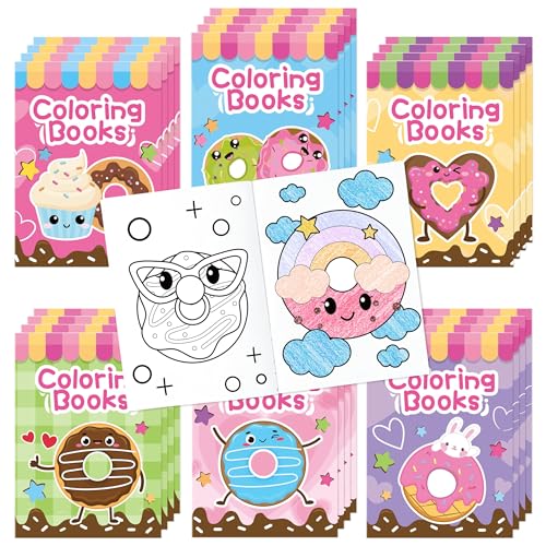 Image of 24Pcs Donut Coloring Books for Kids Bulk Cute Mini Coloring Booklet DIY Art Drawing Book with Dessert Doughnut for Toddlers Birthday School Party Favors Goodie Bag Filler