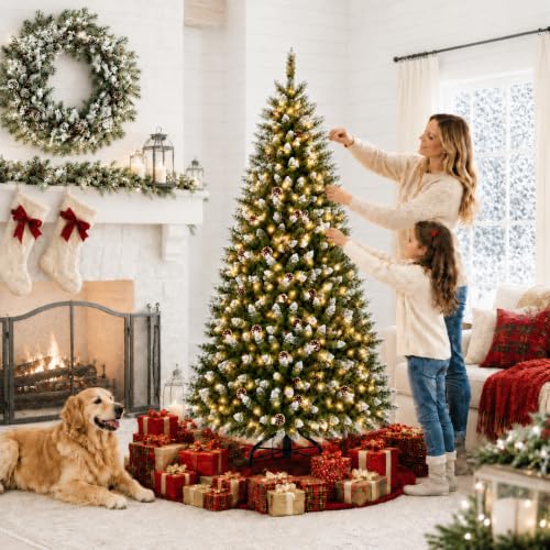 6' IDEALHOUSE Prelit 250 LED Flocked Artificial Christmas Tree - image 9