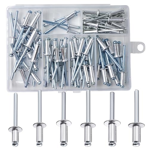 Image of Wensilon(80Pcs) Aluminum blind pro Rivets Kit,Aluminum Grip and Steel Mandrel Set