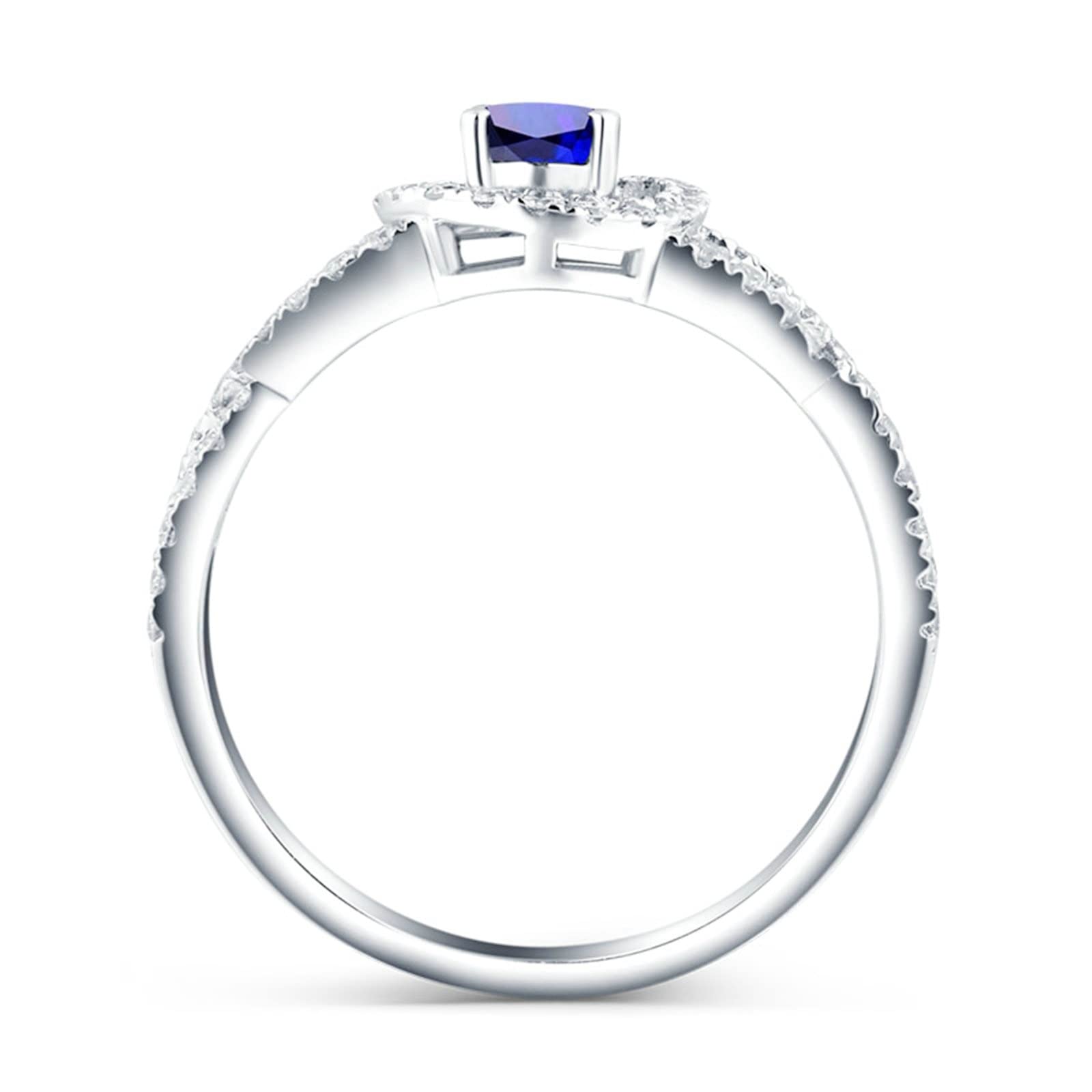 Anello in Oro con Saphir, Oro Bianco 750 Ovale Forma 0.41ct-1ct Zaffiro e Diamante Fedi Nuziali Donna Misura 6,75-27