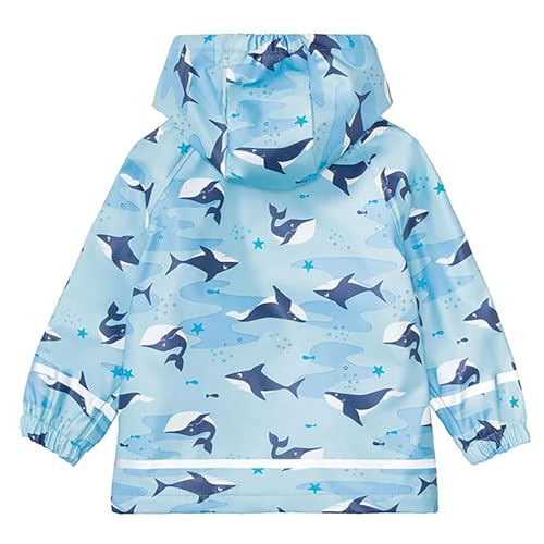 Toddler Boys Girls Rainwear with Hood Sea Animals Printed Rainproof Jacket Reflective Stripe Rain Coat2