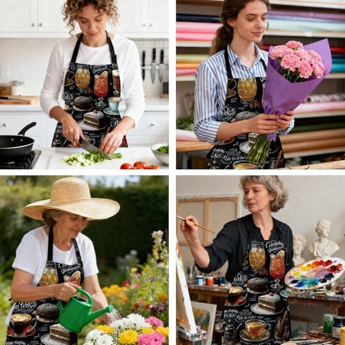 Image of Nuxovilar Cute Cooking Kitchen Apron, 26.77 * 30.7 Inches, Essential for Kitchen Cooking, Baking, Festive Gatherings