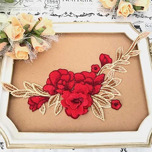 情熱的で印象的な赤の薔薇モチーフのラテンセットアップ 1枚単位】ビビットカラー 情熱の赤 薔薇のネックレス 刺繍