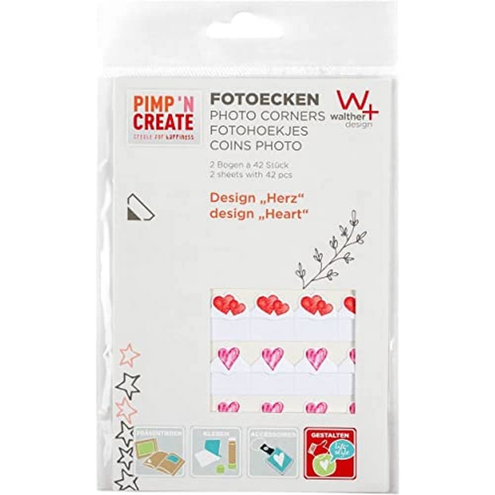 walther design Fotoecken rot 2 Bogen mit a 42 Fotoecken Fotoecken im Herzdesign PIMP AND CREATE FE084H