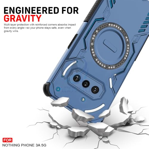 Image of AESTMO Back Case Cover for Nothing Phone 3A 5G | Magnetic Case with Built-in Metal Ring | Compatible with MagSafe Accessories | Shockproof Hybrid (PC + TPU (Blue)