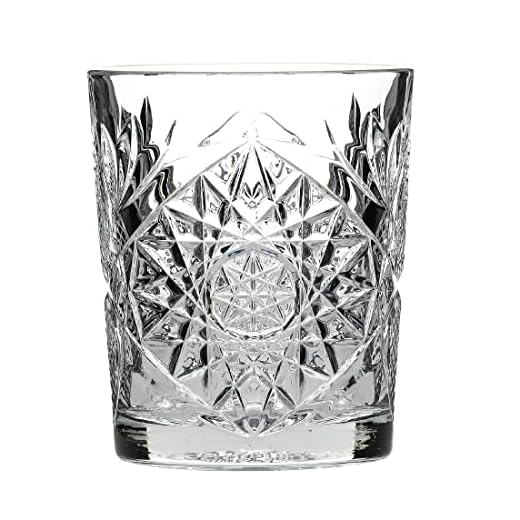 Diseño tradicional gafas doble Hobstar 12 oz/340 ml - Juego de 12 - Vaso para Whisky con Vintage de cristal tallado