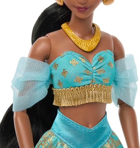 Mattel Disney Princess Jasmine Sparkling Collector Fashion Doll | 11" Tall, 11 Articulation Points, Posable Doll in Signature Look, Removable Outfit, Shoes, Necklace & Earrings - image 4