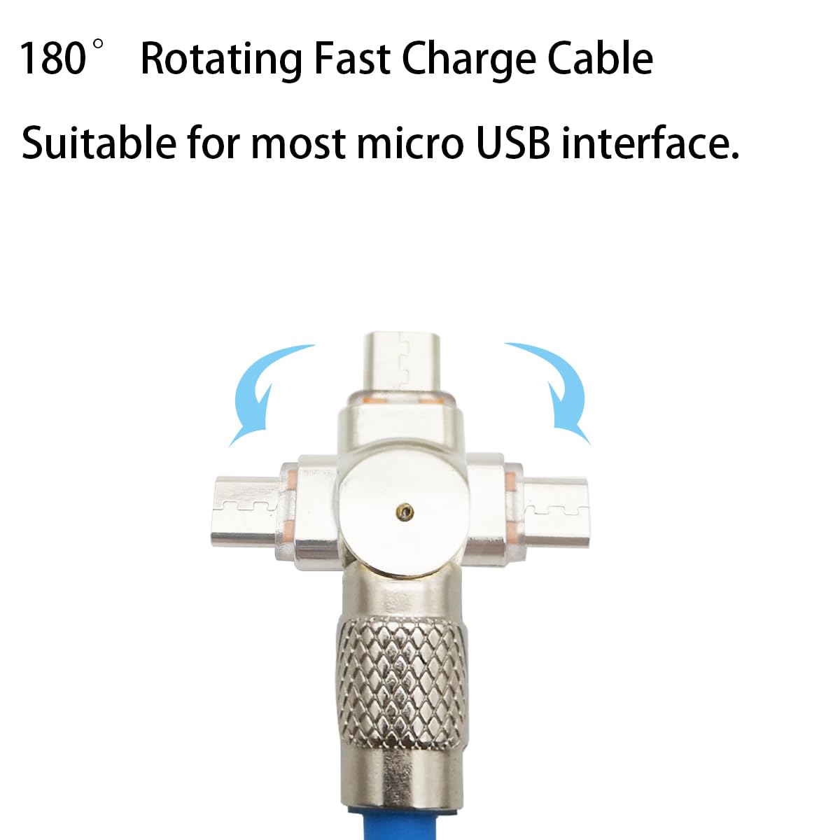Micro-USB Kabel Mit 180° Drehkopf – Schnellladung 10W, 1 Meter, Blau