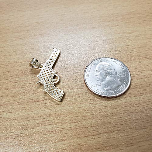 La Blingz 10K Yellow Gold Revolver Pistol Gun Pendant Necklace (Pendant Only) #TOP3