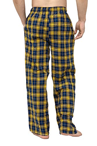 Men's Pajama Pant 100% Woven Cotton Plaid Sleep Elastic Waistband Lounge Wear Long Pjs3
