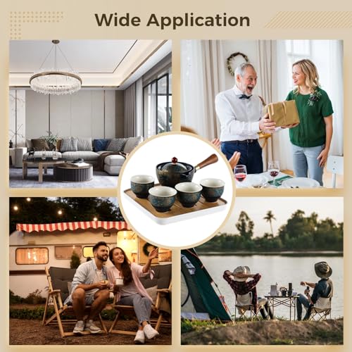 Elegant Portable Porcelain Gongfu Tea Set: 360° Rotating Teapot & Infuser with Gift Bag for Home, Office, Travel, and Gifting (Navy Blue) - Image 6