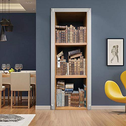 VIRANDA 3D Türtapete Selbstklebend TürPoster - Bücherregal - Türaufkleber Fototapete Abziehen und Aufkleben Türfolie Tür Tapete Poster Stickers 77 x 200 cm