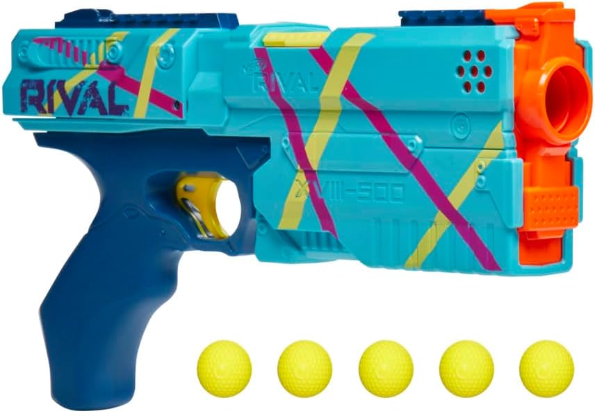 Nerf Rival Kronos XVIII-500 Blaster, Amazon Exclusive Teal Color Design, Breech-Load, 5 Nerf Rival Rounds, Spring Action, 90 FPS Velocity