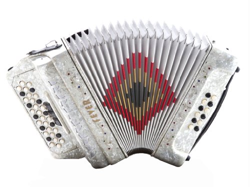 Fever F3412-WH Button Accordion 34 Keys, 12 Bass on GCF Key, White