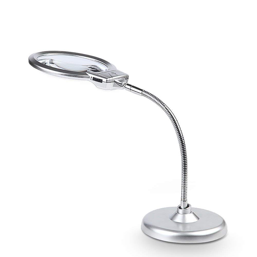 Lente d'Ingrandimento da Tavolo 2 Volte 5 Volte con Lampada da Lettura per Bambini Anziani Lente d'Ingrandimento HD Lente di Lettura Decorazione Portatile