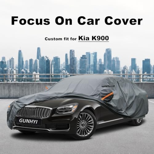 Image of GUNHYI Premium Car Cover Custom Fit Kia K900, 16 Layers Heavy Duty Car Cover Waterproof All Weather with Zipper Door for Sun Rain Snow Dust Uv Protection