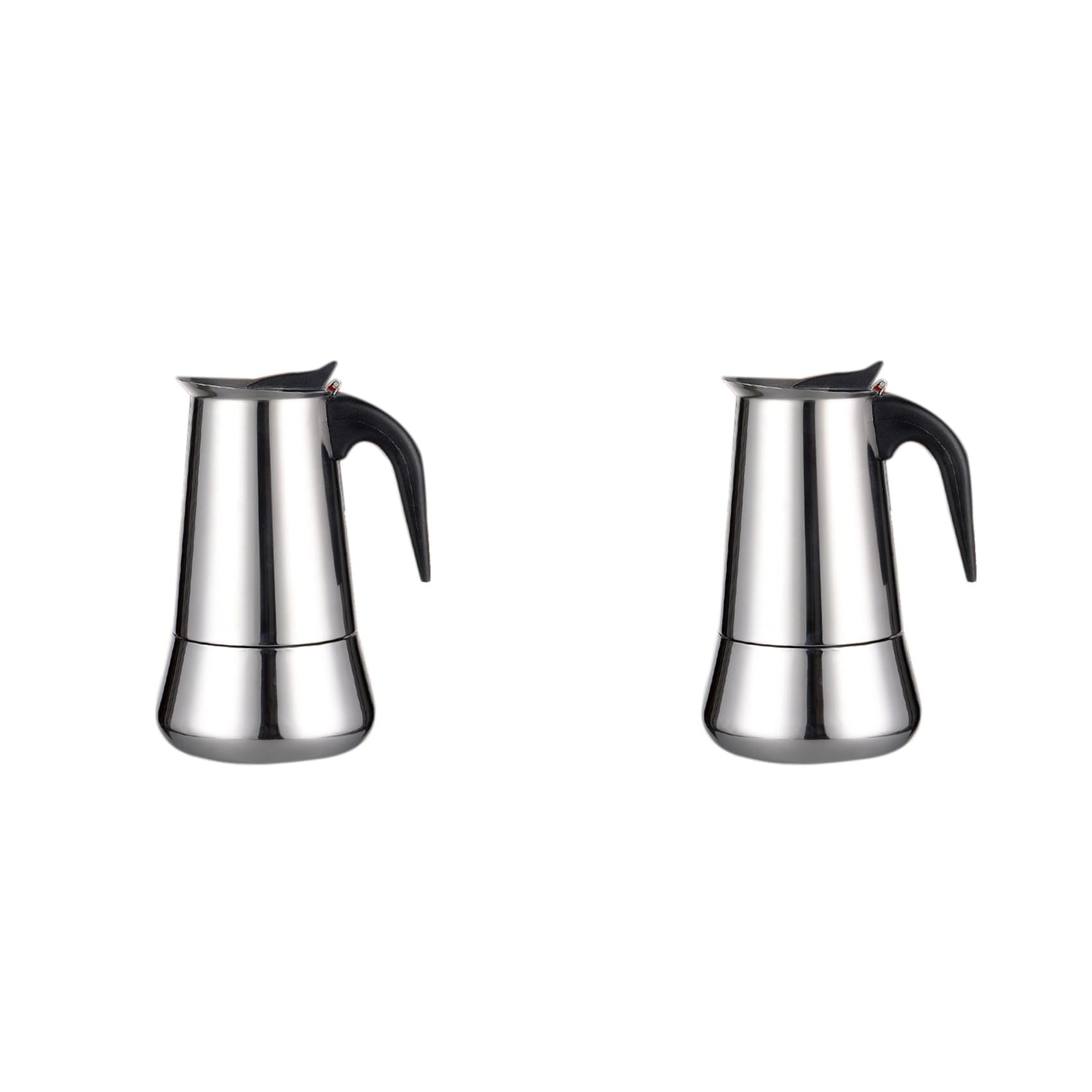 Hndhbfgrt 2X Stainless Steel Induction Stovetop Espresso Maker, Italian Style Coffee with Moka Pot in Modern Chrome