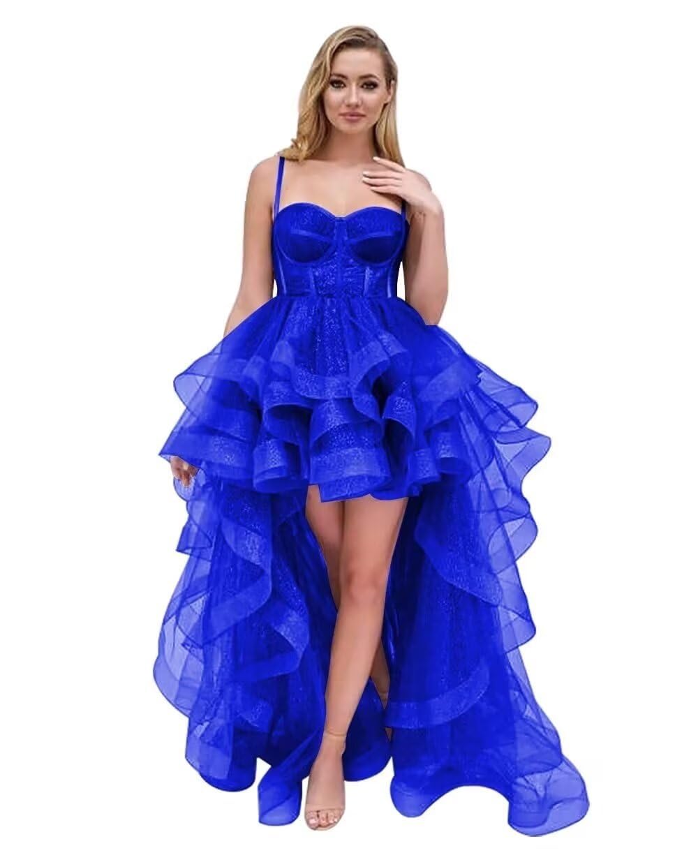 High Low Tulle Short Prom Dress 2026 Spaghetti Straps Ruffles Homecoming Dresses Mini Party Gown