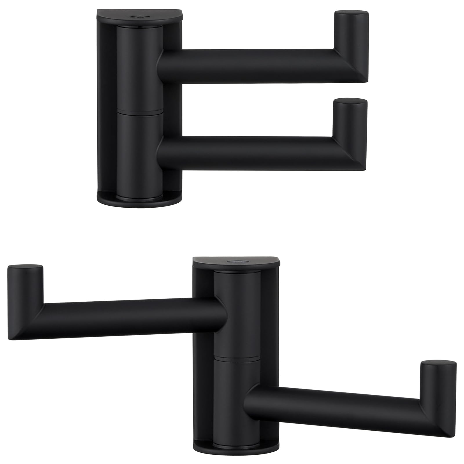 Suyar Double Towel Hook Matte Black, SUS 304 Stainless Steel Heavy Duty Wall Hook for Bathroom, Swivel Coat Holder, Towel Hanger with 2 Foldable Arms,