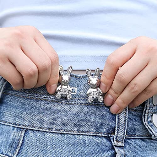 4 Pairs Cute Rabbit Jeans Button Pins Large Rabbit Button Extender For Women Jeans No Sewing Detachable Waist Body Fit Tighten Buckles For Women And Girls (4 Colors) #TOP5