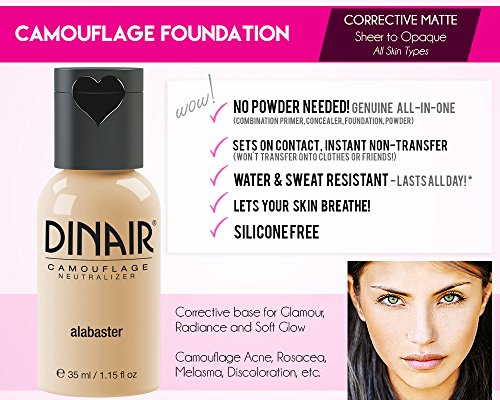 Dinair Airbrush Makeup Foundation | Natural Beige 1.15 Oz | Camouflage Neutralizer - Covers Scars, Acne, Tattoos, Vitiligo, Under Eye Circles, Sun Spots #TOP2