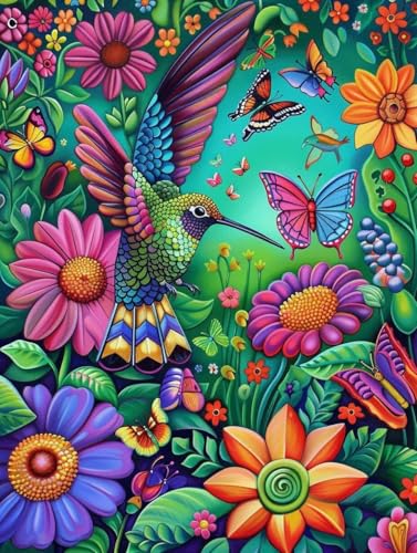 Coloriage par numéro adulte oiseau pour décorer le salon en grand format 100x130
