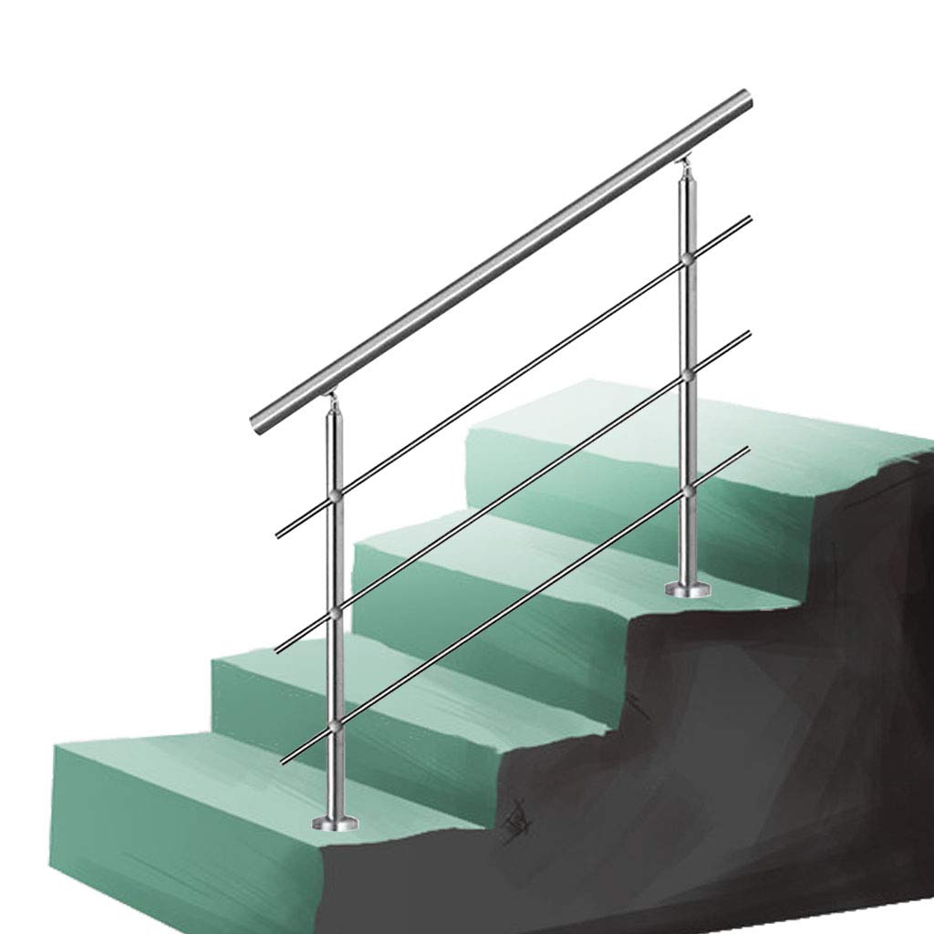 Rambarde escalier extérieur 120cm avec main courante inox et 3 barres de sécurité