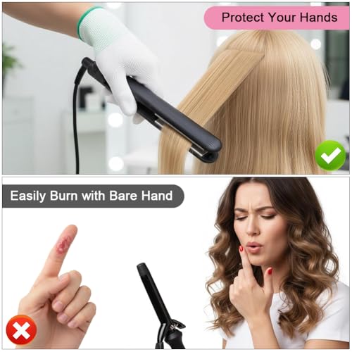 AOOSA 2 Paar Hitzeschutz Handschuhe, Professionelle Hitzebeständige Handschuhe, Hitzehandschuh für Haarestyling, Professional Haarglätter Zubehör für Haarstyling, Lockenstäbe und Glätteisen