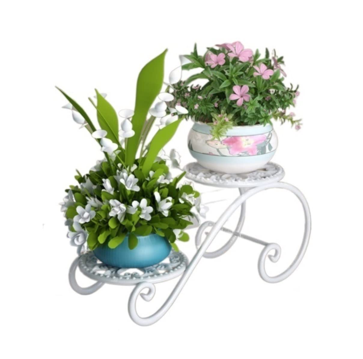 DFGHNBVC Plant Stand Plant Shelves Flower Holder Wrought Iron Floor Flower Stand Modern Plant Stand Living Room Bedroom Balcony Decoration Flower Stand Plant Shelf Plant Rack,White-45 * 22 * 20Cm