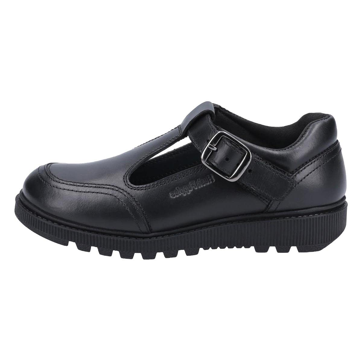 Hush Puppies Girl's Kerry Non Patent SNR School Uniform Shoe, Black, 7 UK Medium