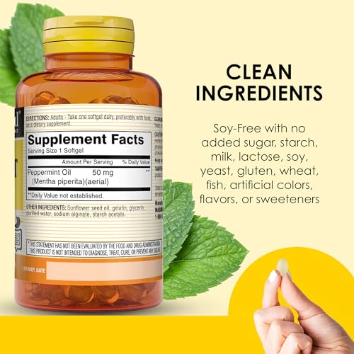 Image of MASON NATURAL Peppermint Oil 50 mg Enteric Coated Softgels, 270 Day Supply