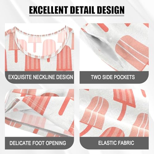 ALAZA Ice Cream Cute Pajamas Set Short Sleeve Cotton Sleepwear Summer Pjs 2 Piece 5-14Y4