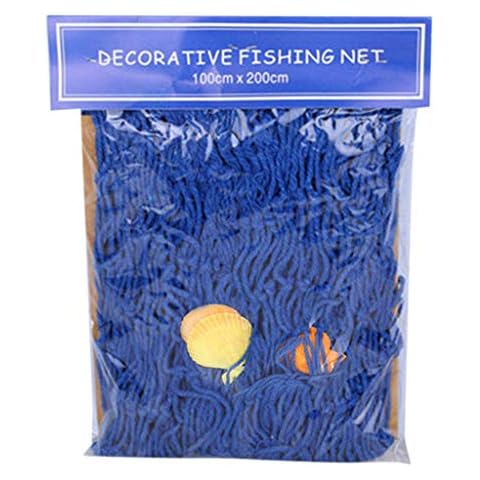Youliy Decorative Fish Net,100x200cm Mediterranean Style Nautical Fish Net with Sea Shells Mediterranean Style for Home Decoration,Wall Hanging Party Decoration Home Photo Props Cover