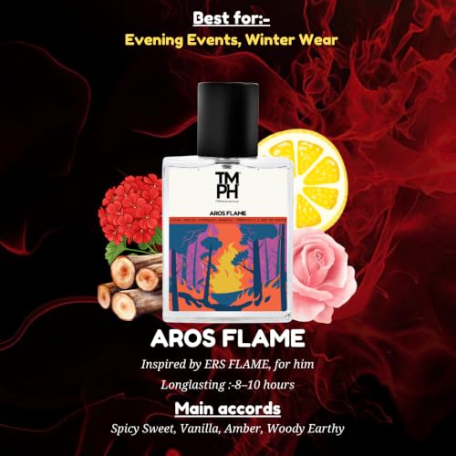 Image of TMPerfumehouse Aros Flame EDP for Men | Citrusy, Woody & Long Lasting Perfume Spray | Citrusy, Vanilla & Aromatic Fragrance | Luxury Gift for Him | TMPH | 50ml